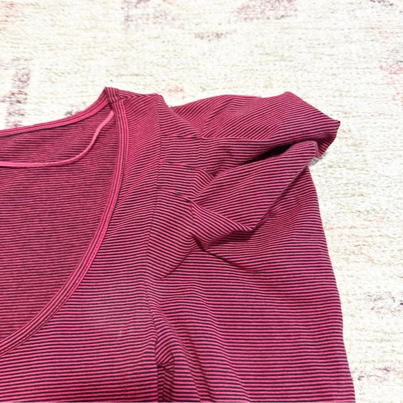 Free People Penelope Red Stripe Puff Sleeve Stretch Knit Top Size Small - Picture 7 of 10